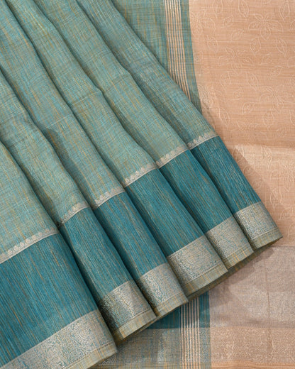 Ferozi Tissue Banarsi Saree - Shop Vastram