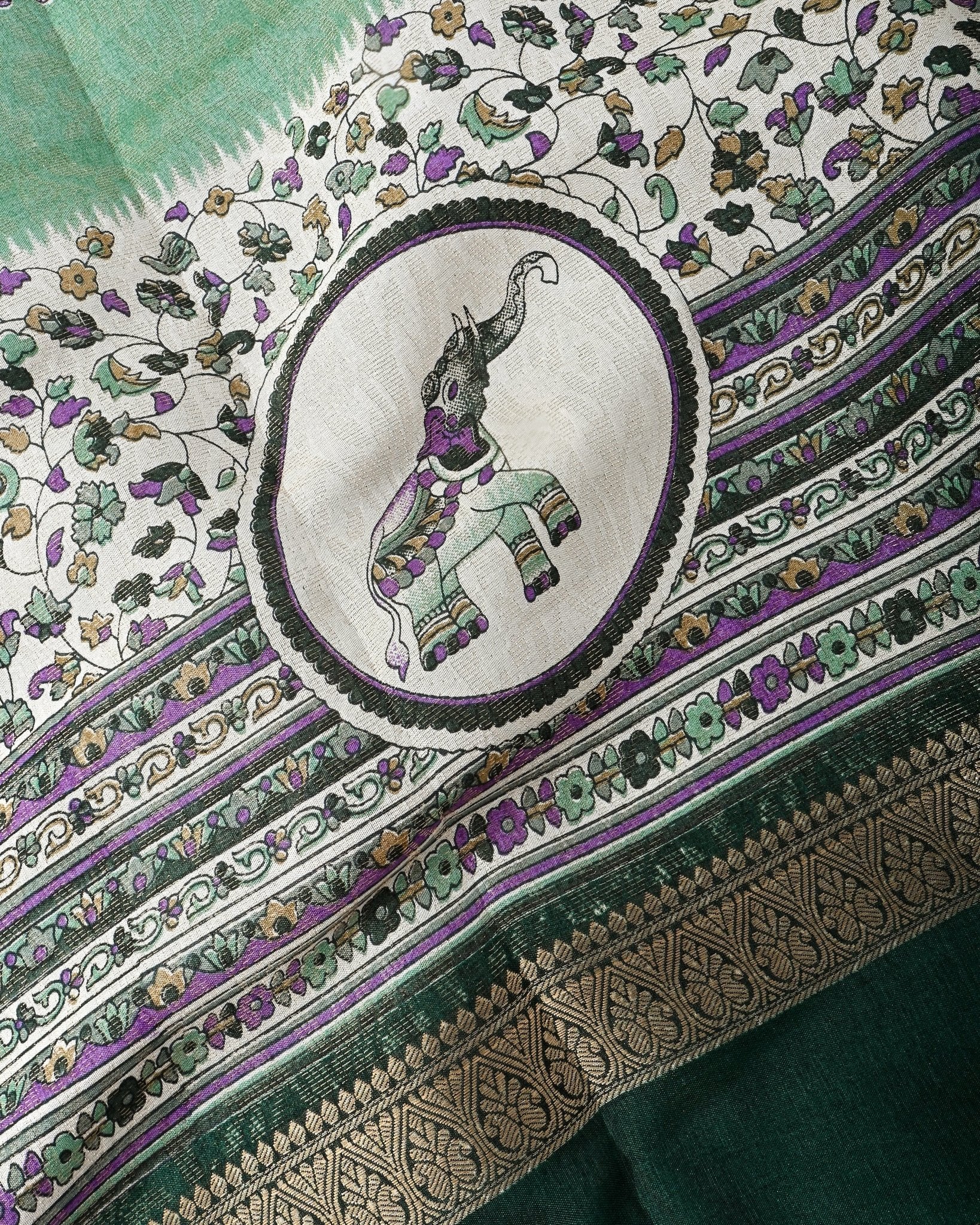 Ferozi Tissue Printed Saree - Shop Vastram