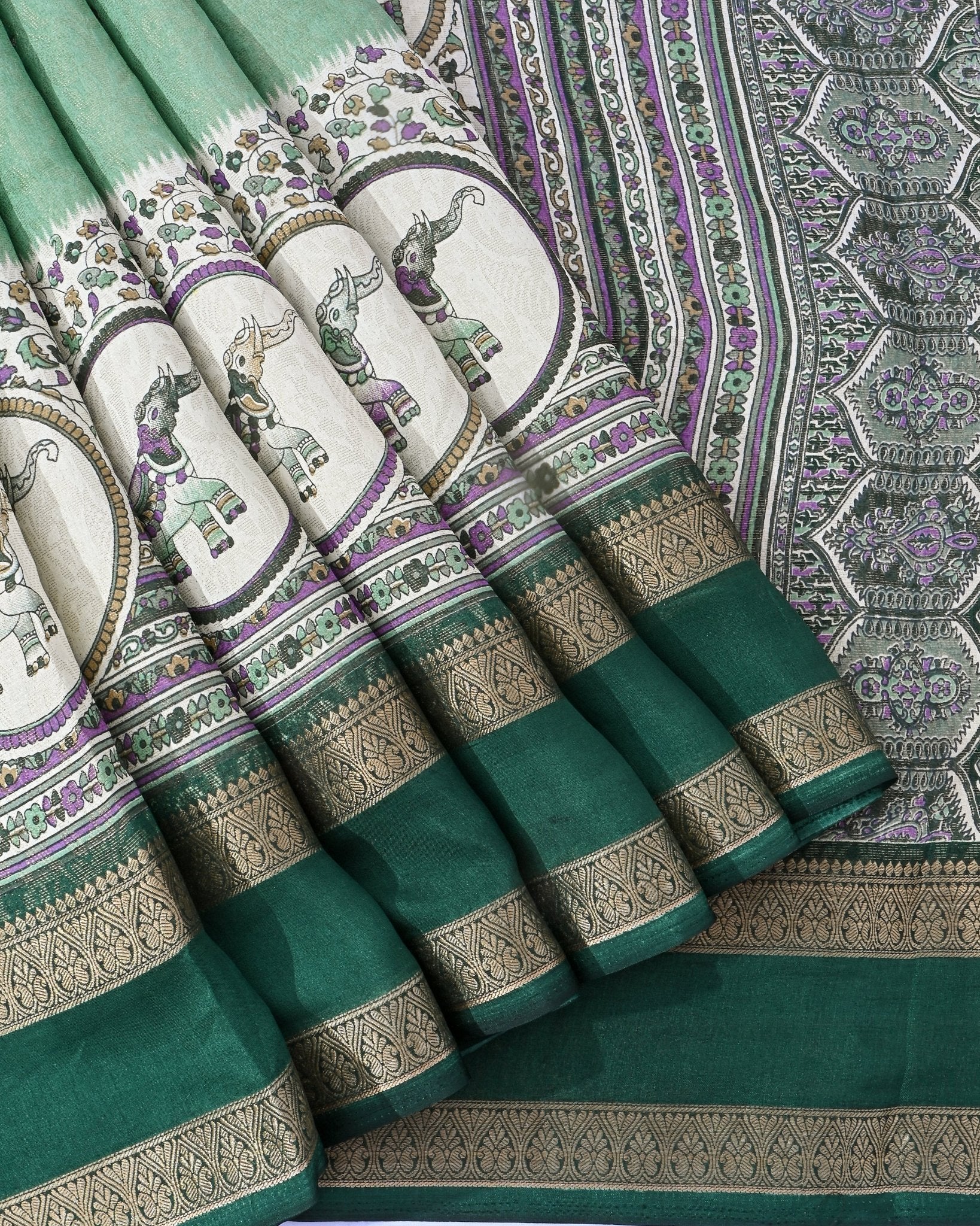 Ferozi Tissue Printed Saree - Shop Vastram