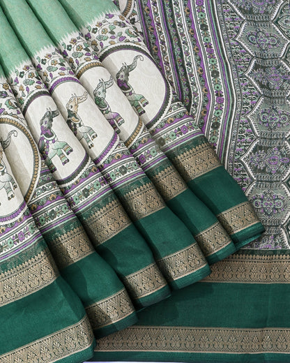 Ferozi Tissue Printed Saree - Shop Vastram