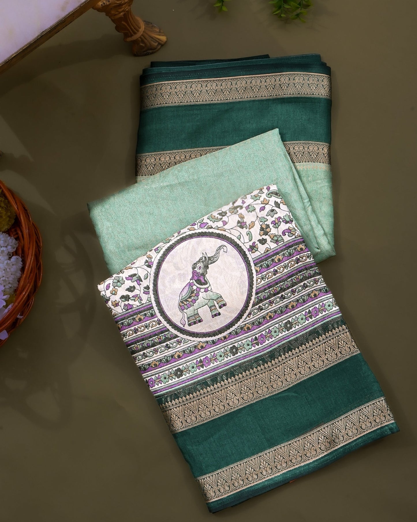 Ferozi Tissue Printed Saree - Shop Vastram
