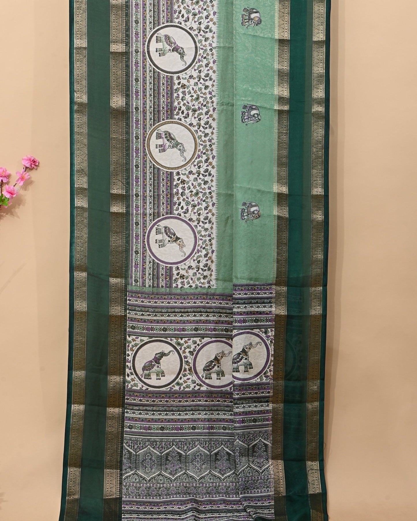 Ferozi Tissue Printed Saree - Shop Vastram