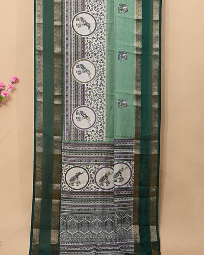 Ferozi Tissue Printed Saree - Shop Vastram