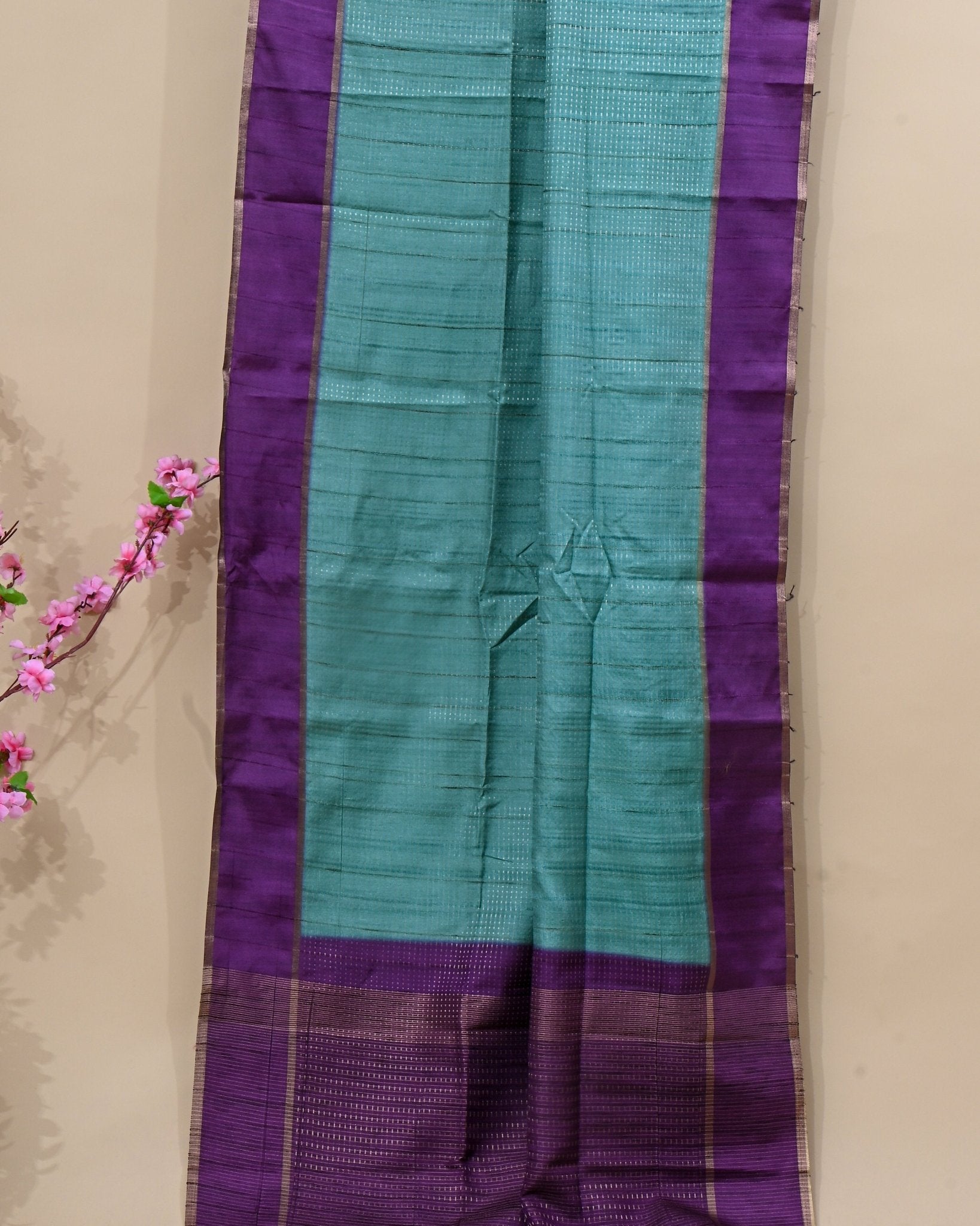 Ferozi Tusser Banarsi Saree - Shop Vastram