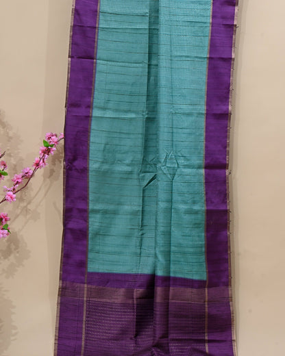 Ferozi Tusser Banarsi Saree - Shop Vastram