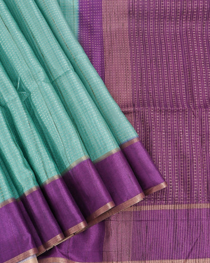 Ferozi Tusser Banarsi Saree - Shop Vastram