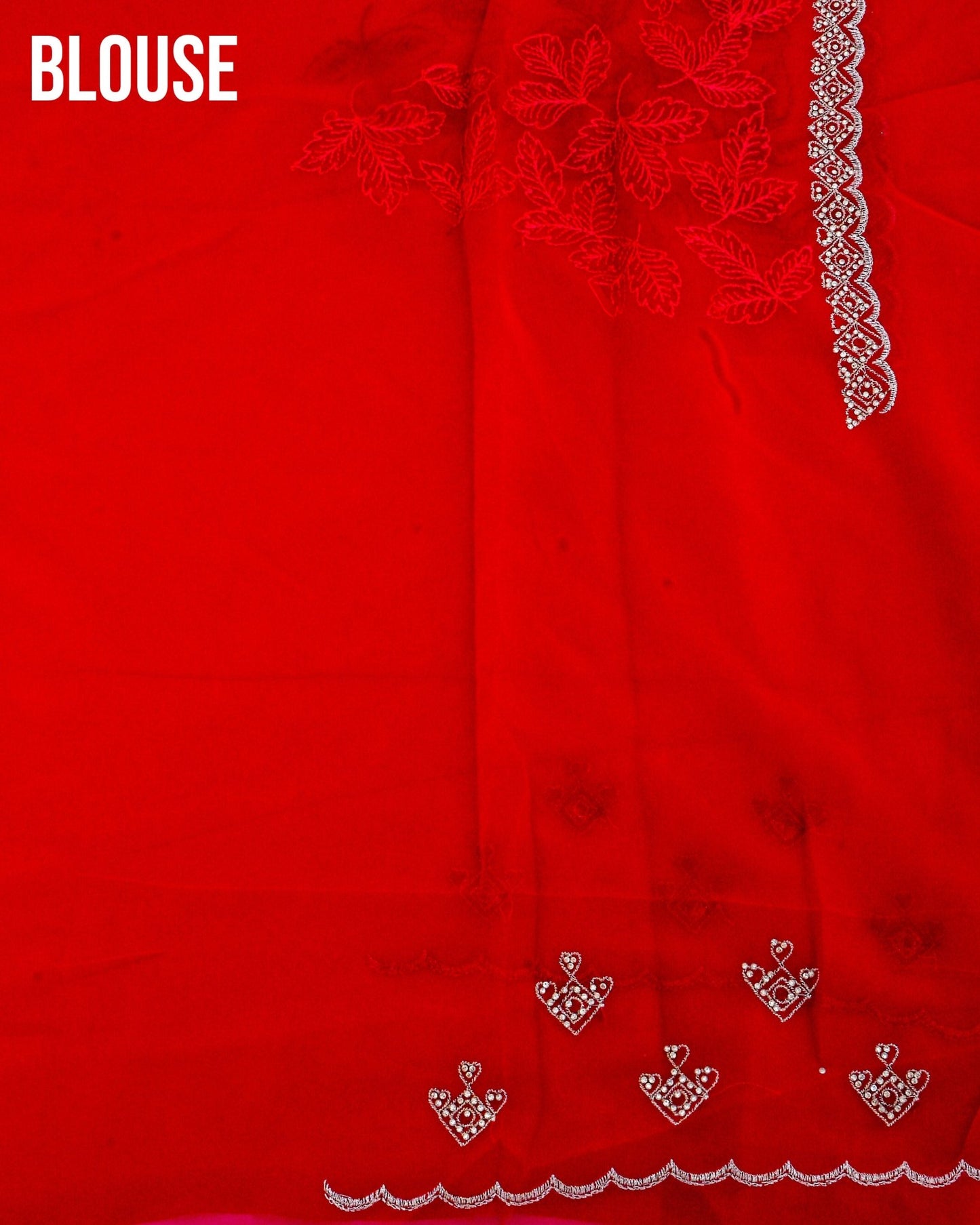 Georgette Maroon Embroidery Saree - Shop Vastram