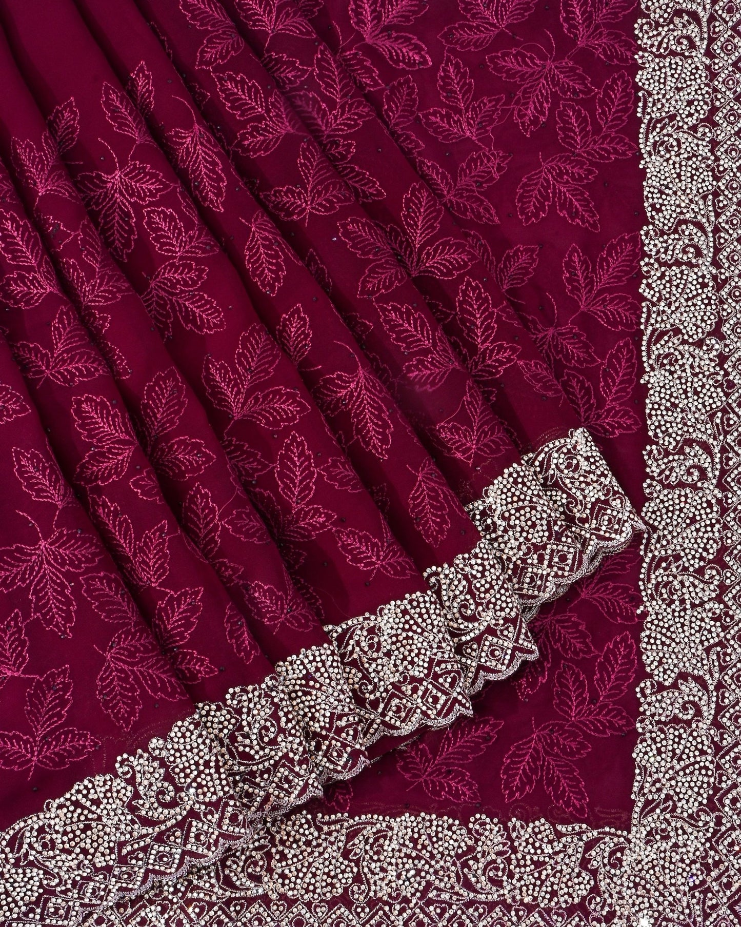 Georgette Purple Embroidery Saree - Shop Vastram