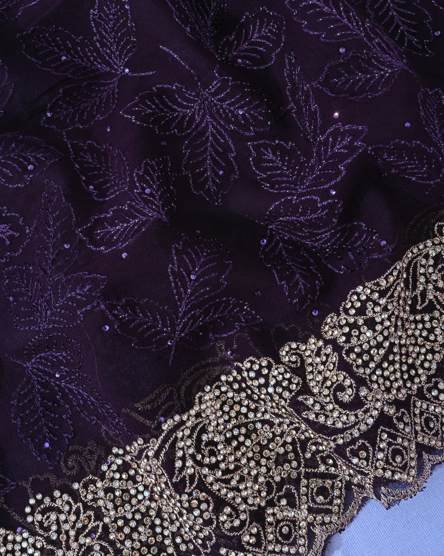 Georgette Purple Embroidery Saree - Shop Vastram