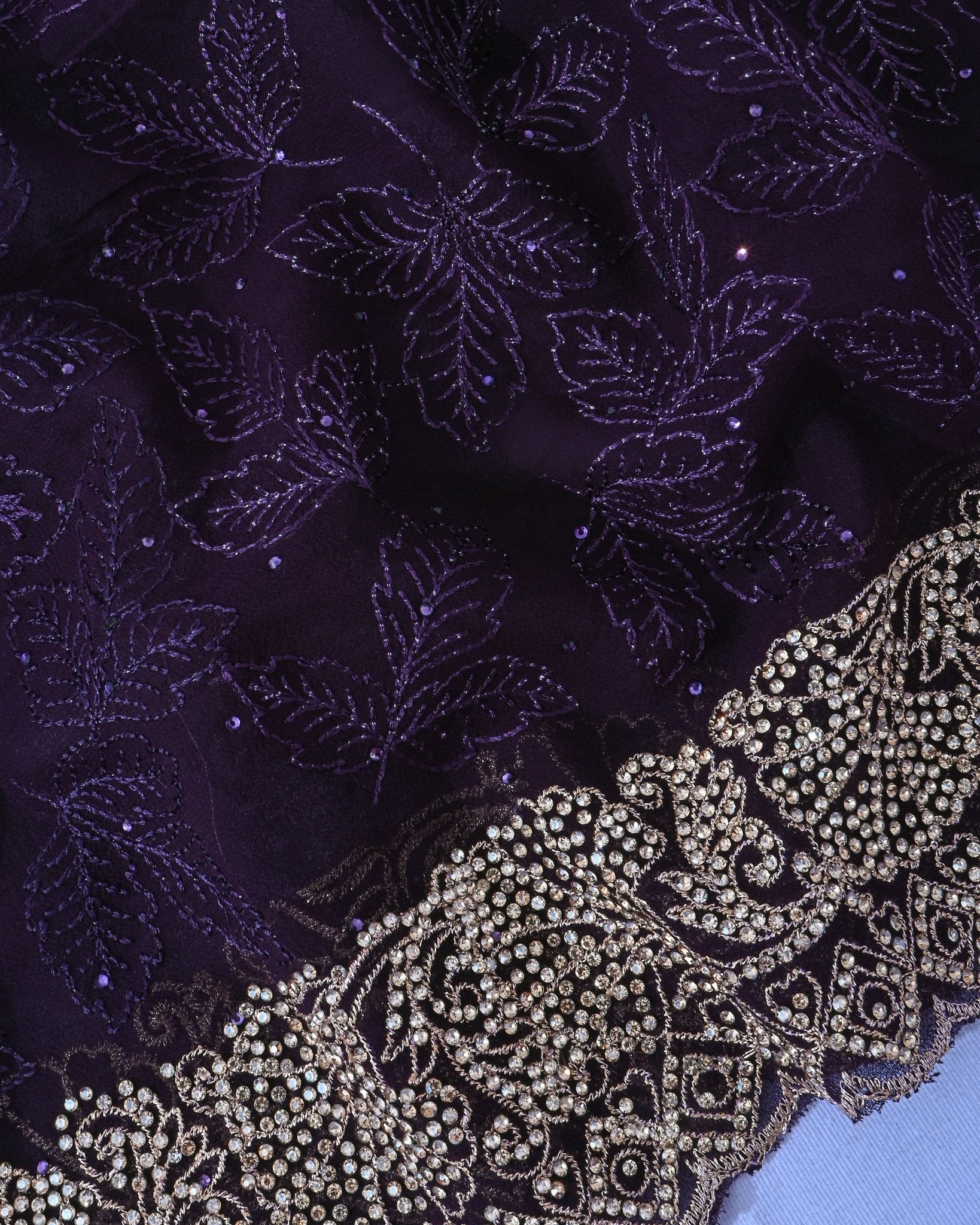 Georgette Purple Embroidery Saree - Shop Vastram