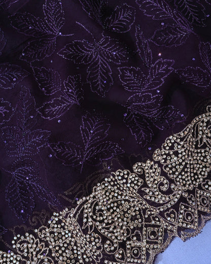 Georgette Purple Embroidery Saree - Shop Vastram