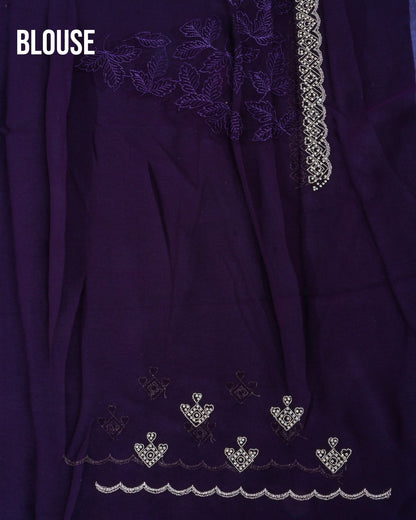 Georgette Purple Embroidery Saree - Shop Vastram