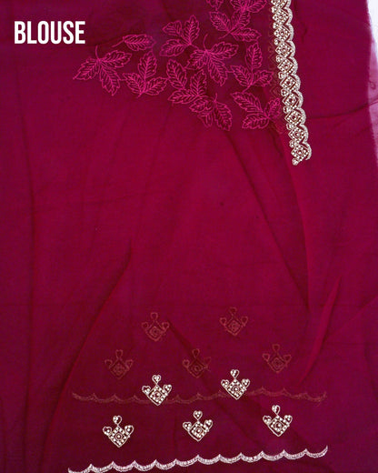 Georgette Purple Embroidery Saree - Shop Vastram