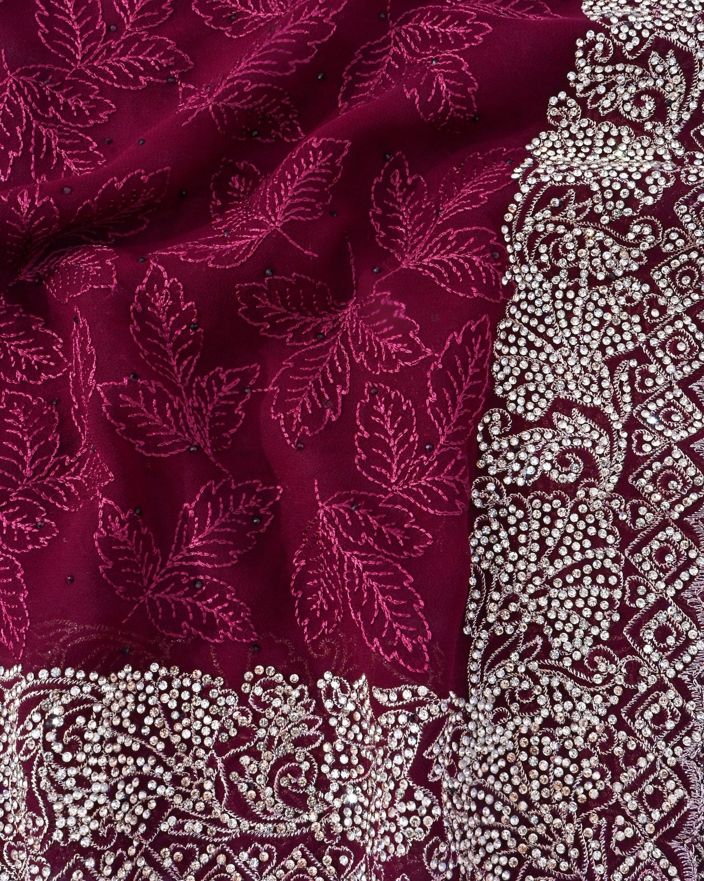 Georgette Purple Embroidery Saree - Shop Vastram