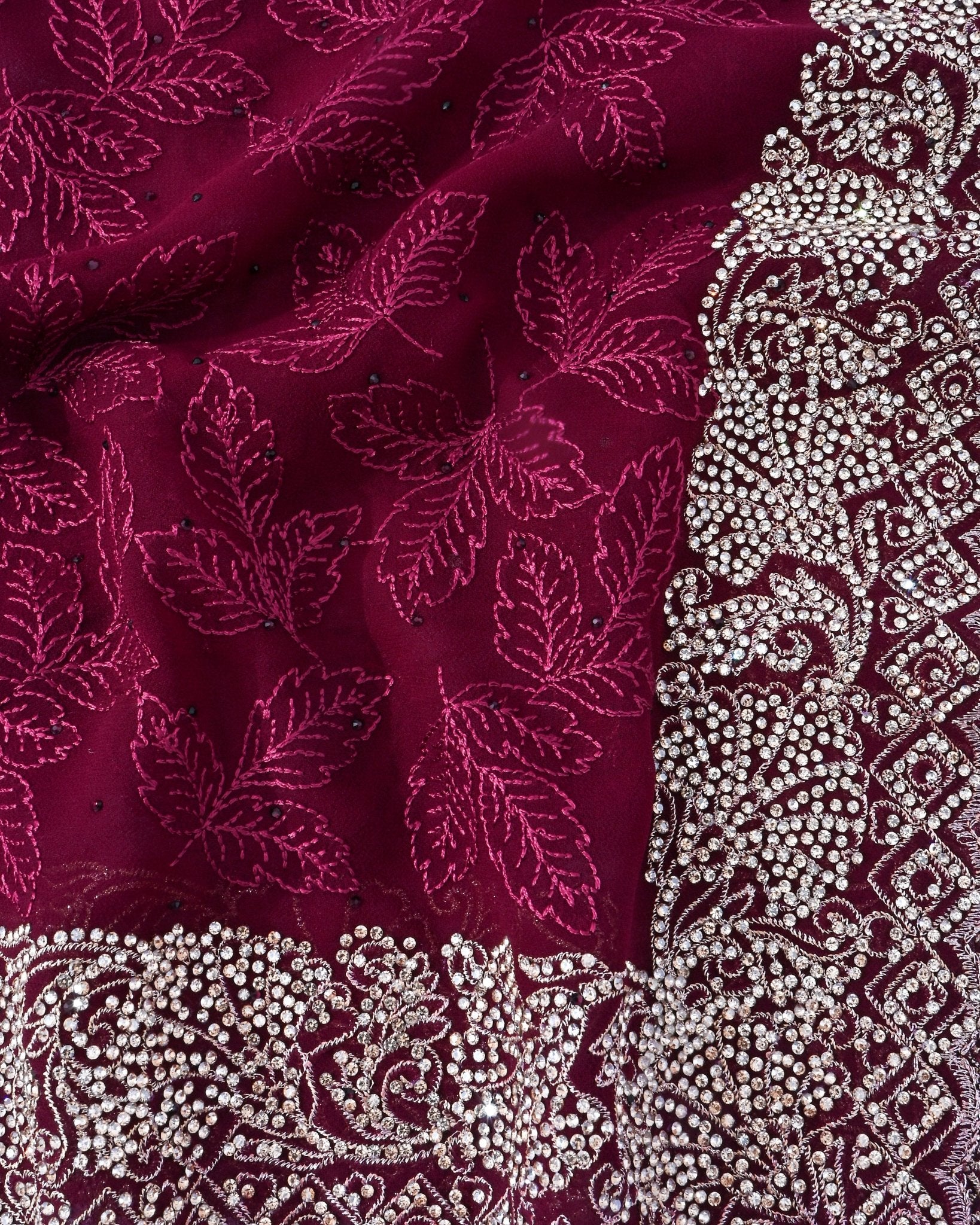 Georgette Purple Embroidery Saree - Shop Vastram