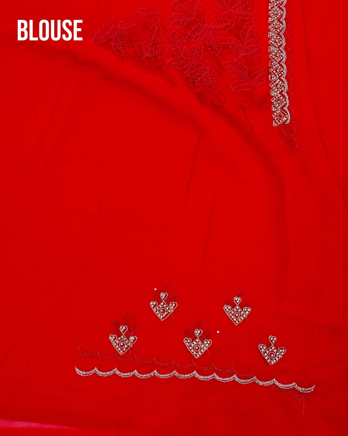 Georgette Red Embroidery Saree - Shop Vastram