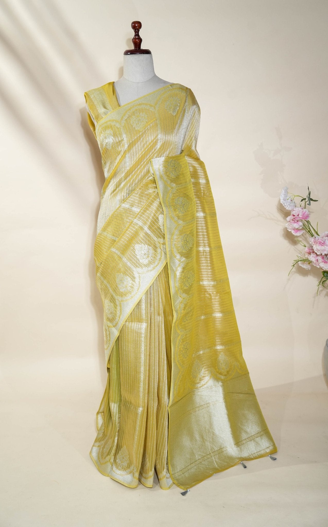 Gold Banarasi Tissue Saree - Shop Vastram