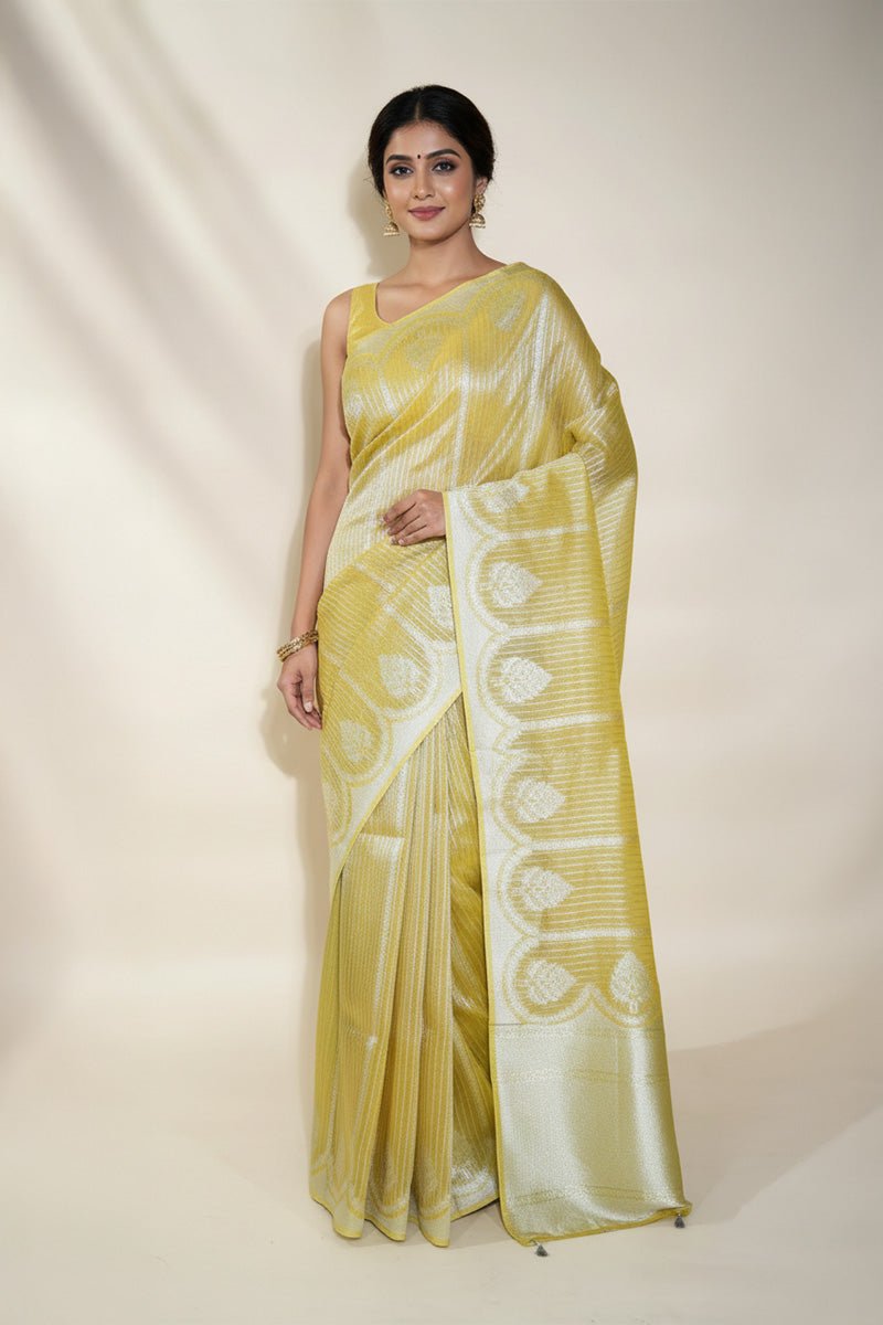 Gold Banarasi Tissue Saree - Shop Vastram