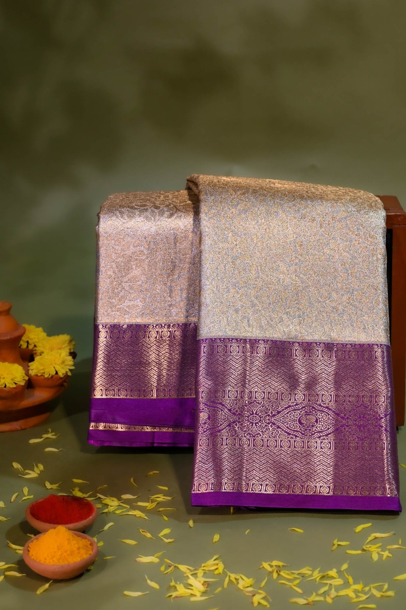 Gold Kanchipuram Saree - Shop Vastram