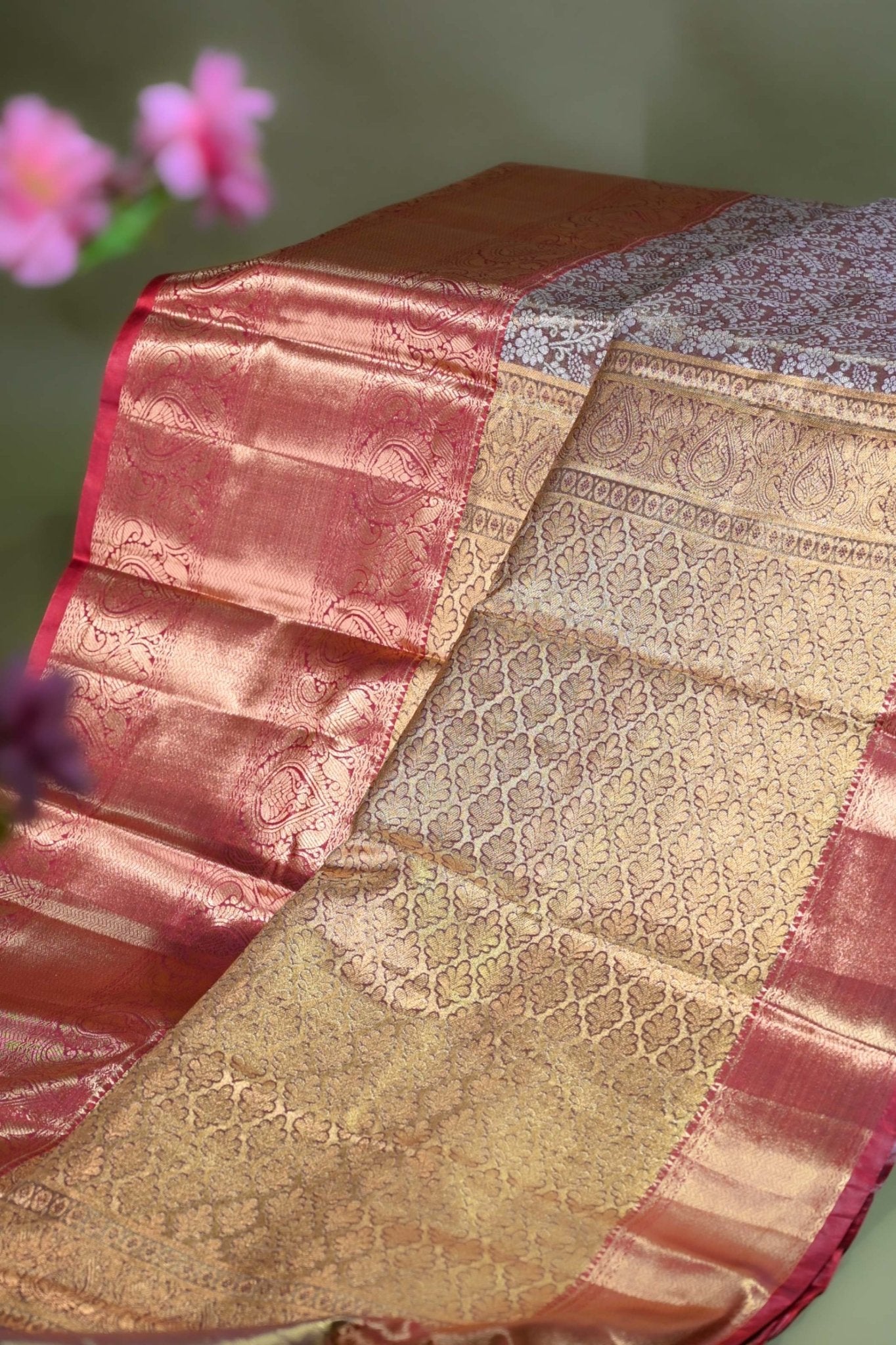 Gold Kanchipuram Saree - Shop Vastram