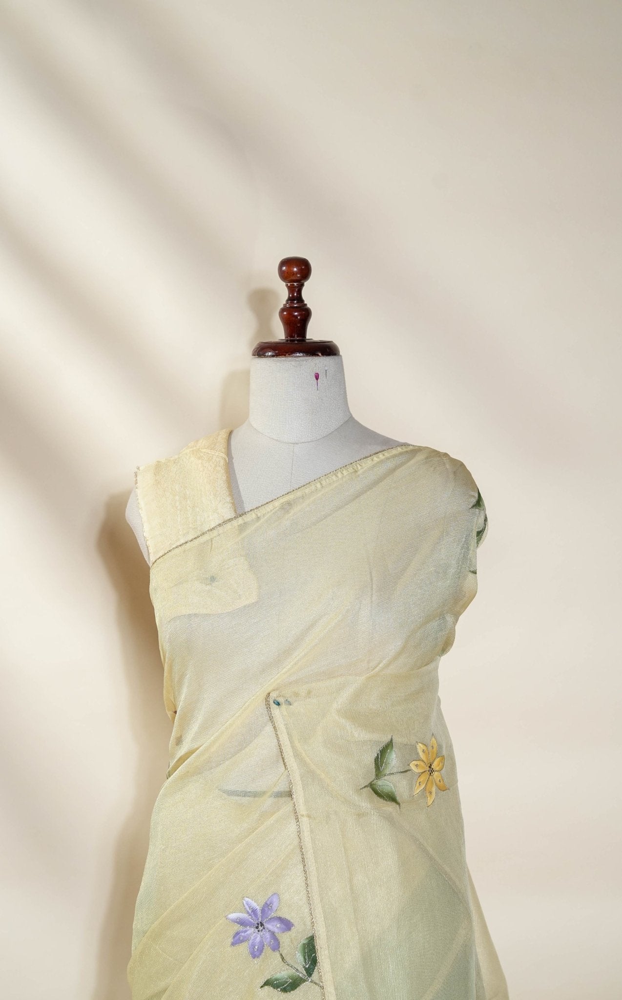 Gold Printed Embroidery Tissue Saree - Shop Vastram