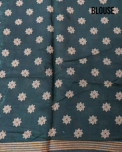 Green Chanderi Printed Saree - Shop Vastram