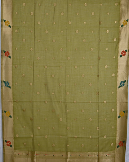 Green color Chanderi Saree - Shop Vastram
