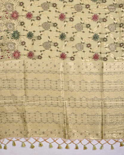 Green color Chanderi Saree - Shop Vastram