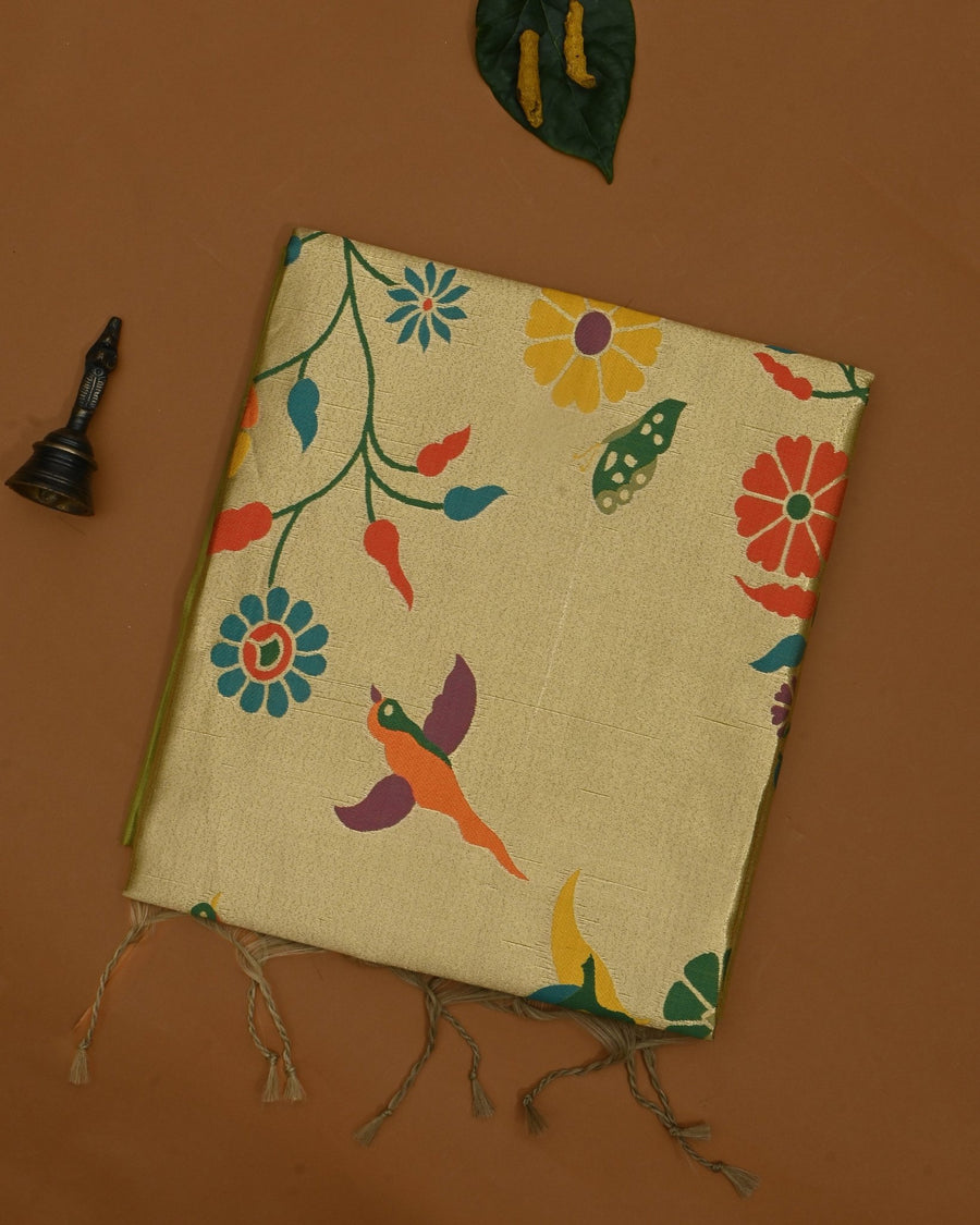 Green color Chanderi Saree - Shop Vastram