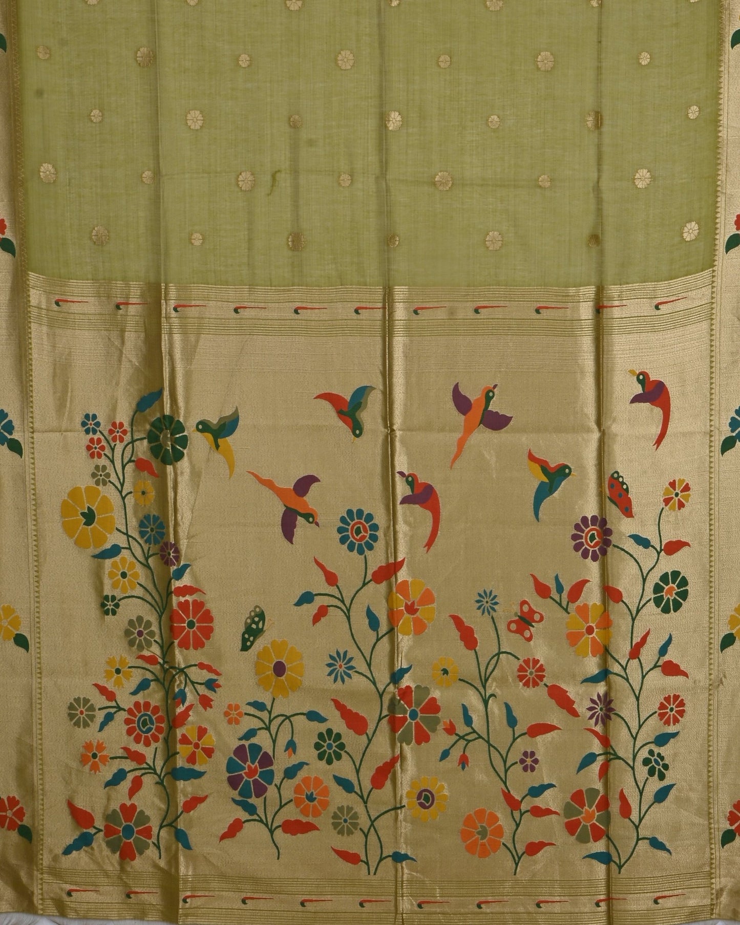 Green color Chanderi Saree - Shop Vastram