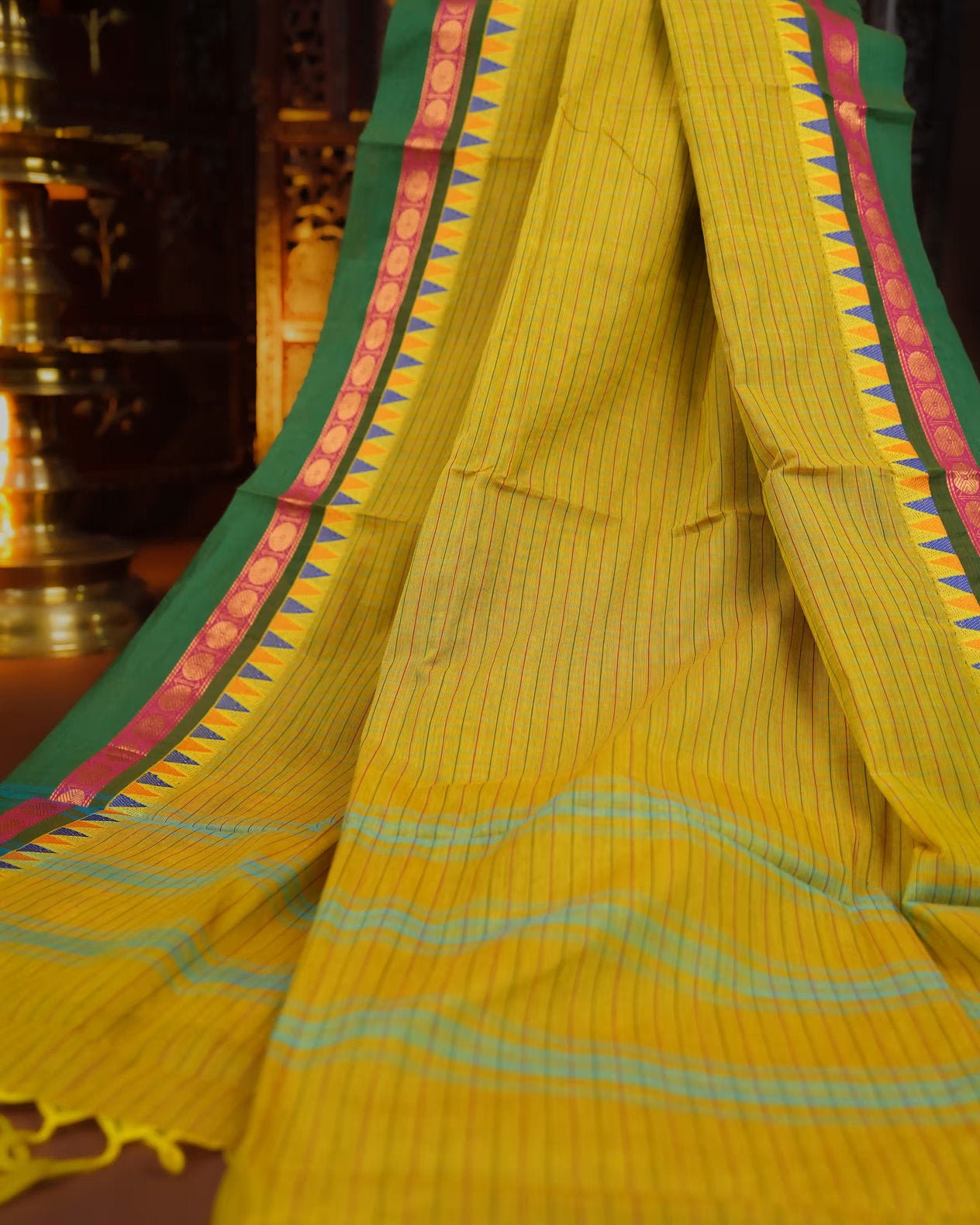 Green Color Cotton Saree - Shop Vastram