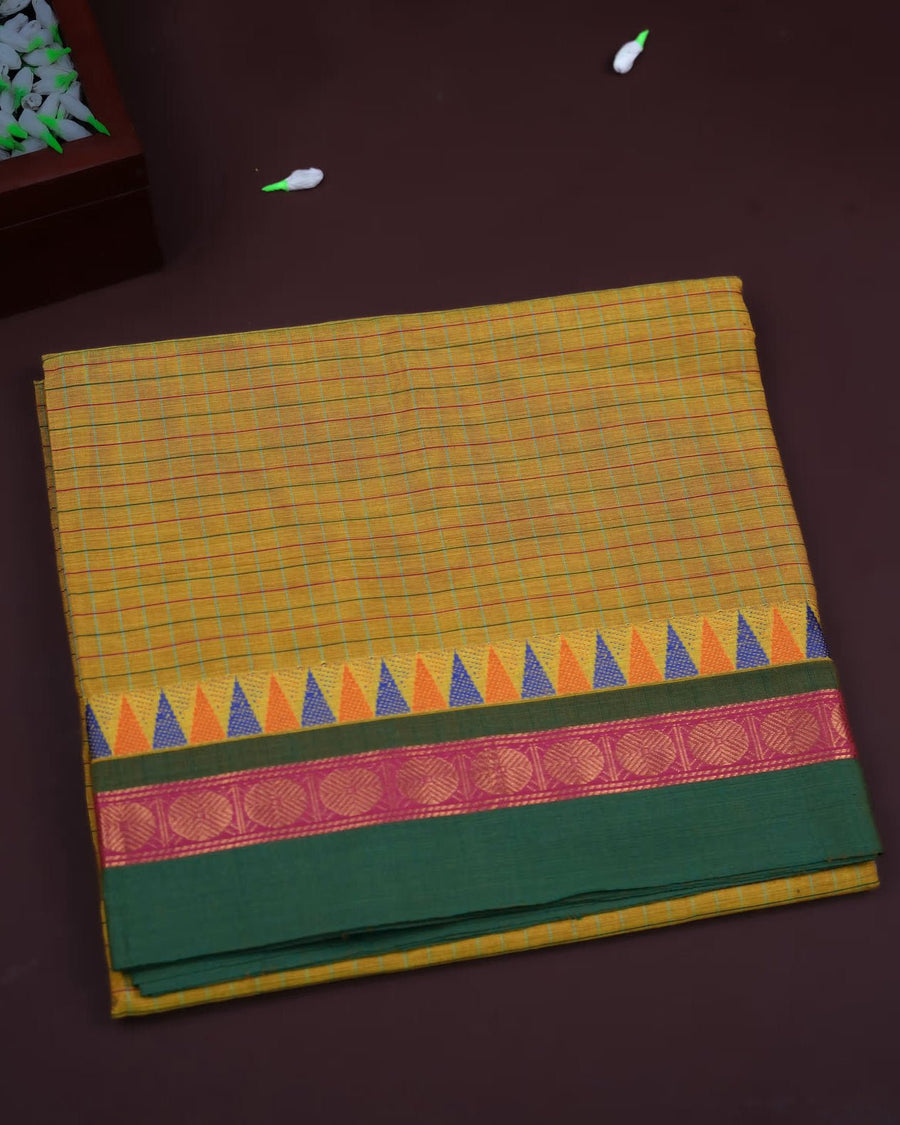 Green Color Cotton Saree - Shop Vastram