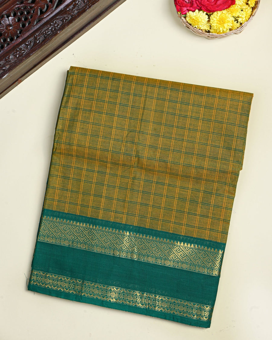 Green Color Cotton Saree - Shop Vastram