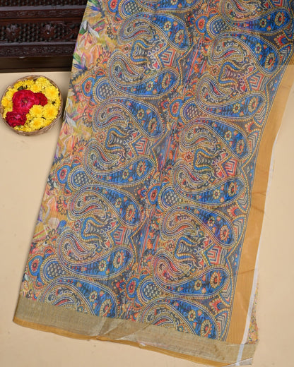 Green Color Lenin Saree - Shop Vastram