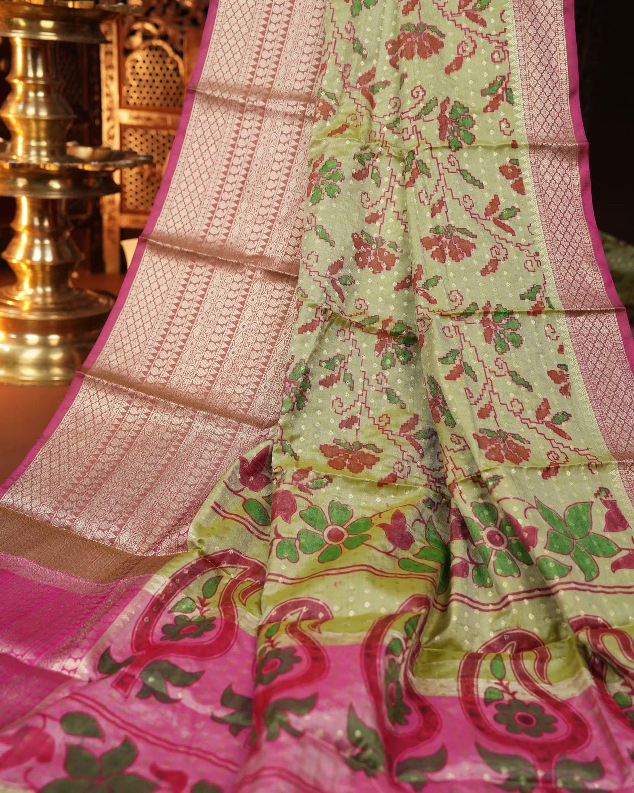 Green Color Silk Saree - Shop Vastram