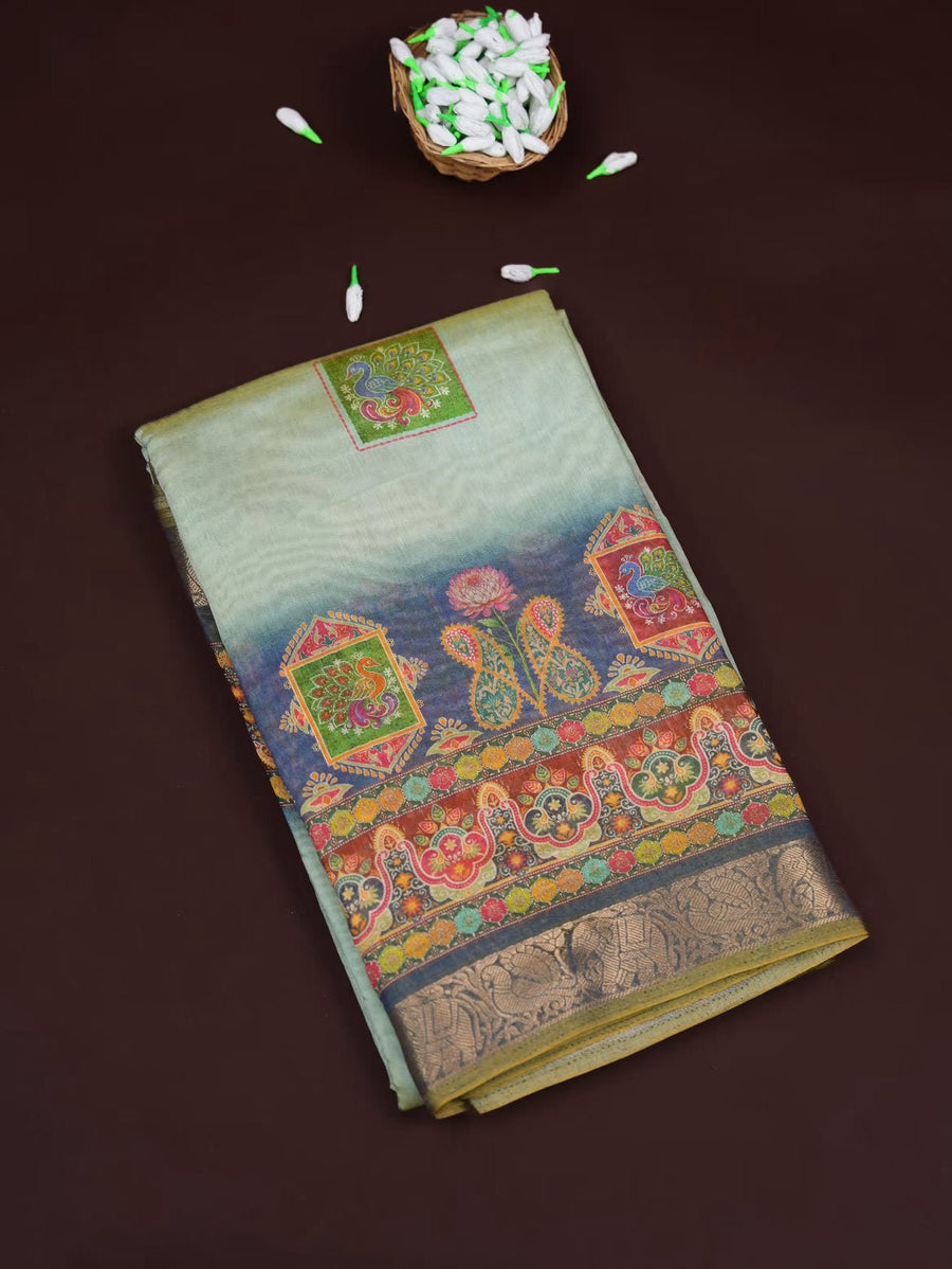 Green Color Tissue Saree - Shop Vastram