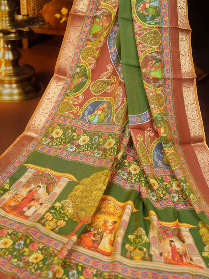 Green Color Tissue Saree - Shop Vastram