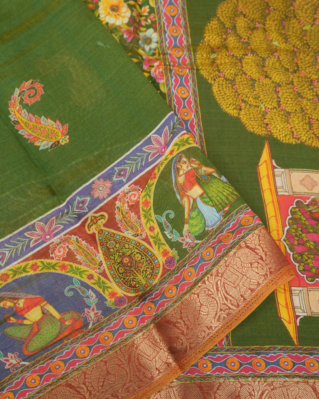Green Color Tissue Saree - Shop Vastram