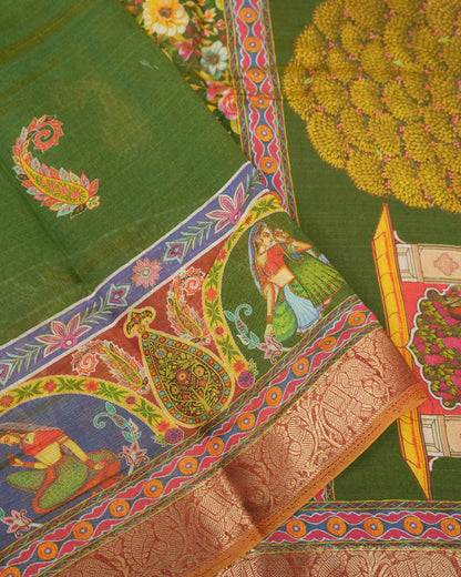 Green Color Tissue Saree - Shop Vastram
