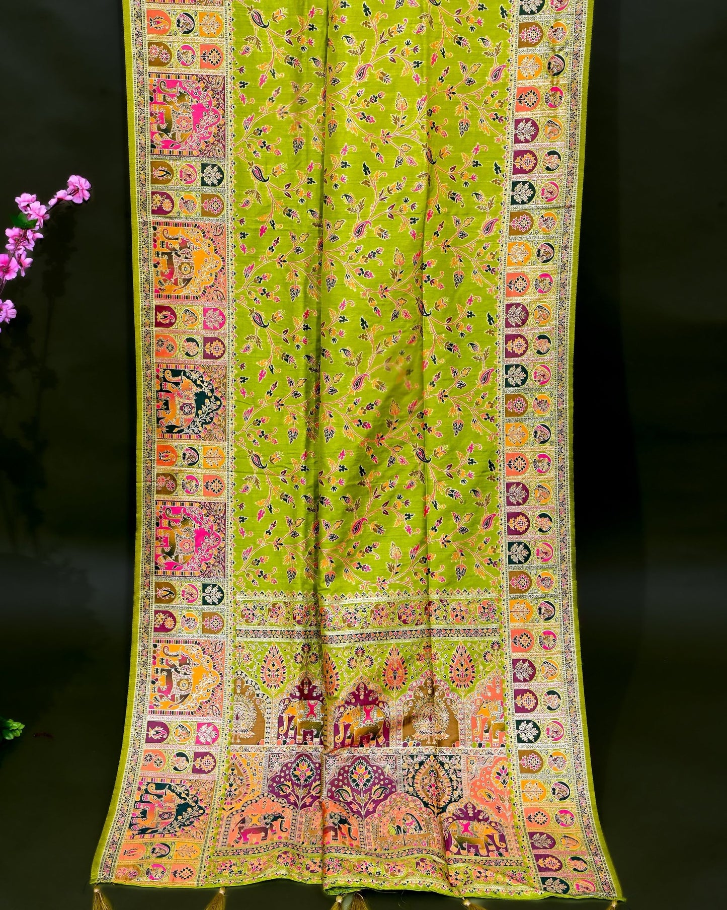 Green Silk Banarasi Saree - Shop Vastram
