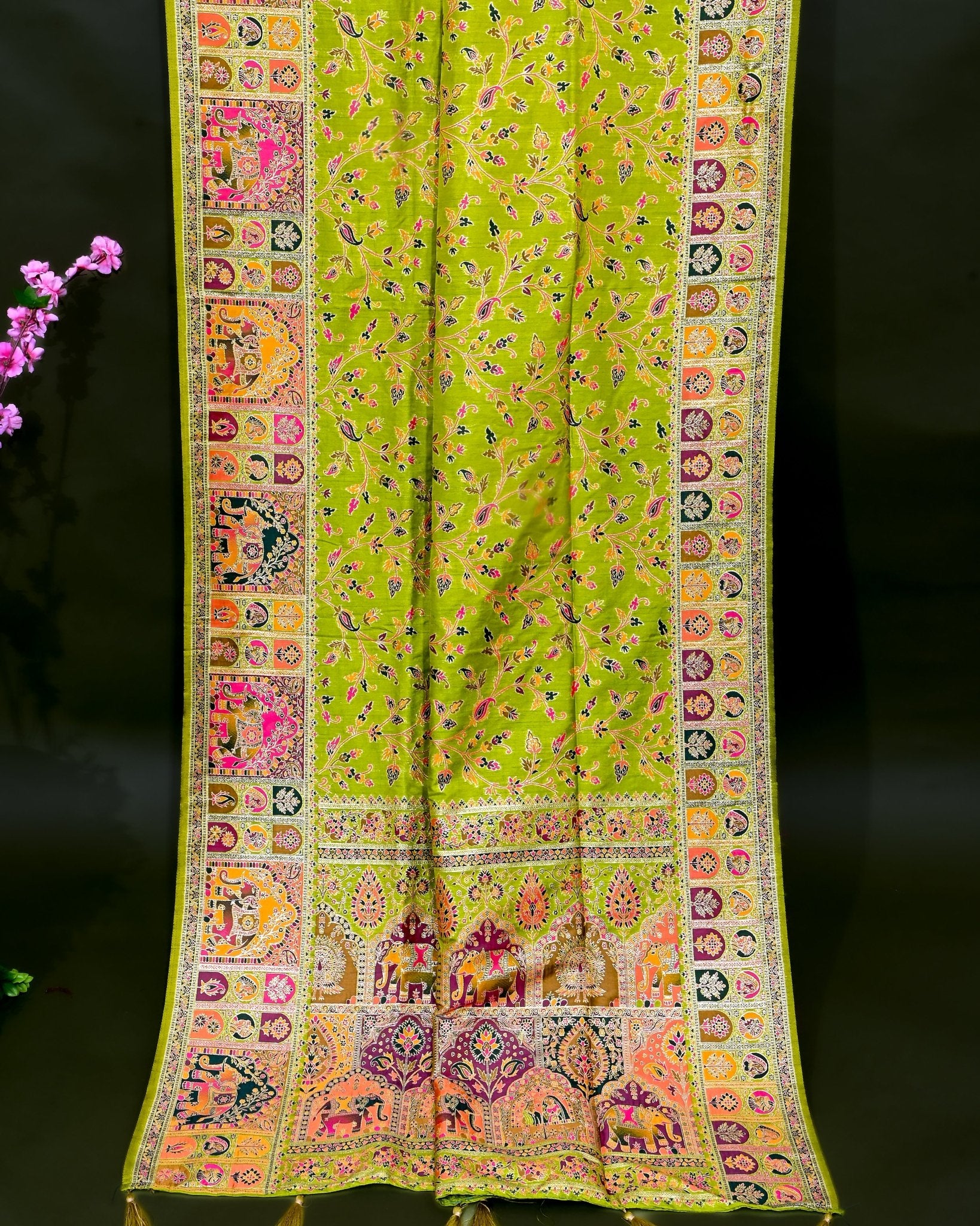 Green Silk Banarasi Saree - Shop Vastram