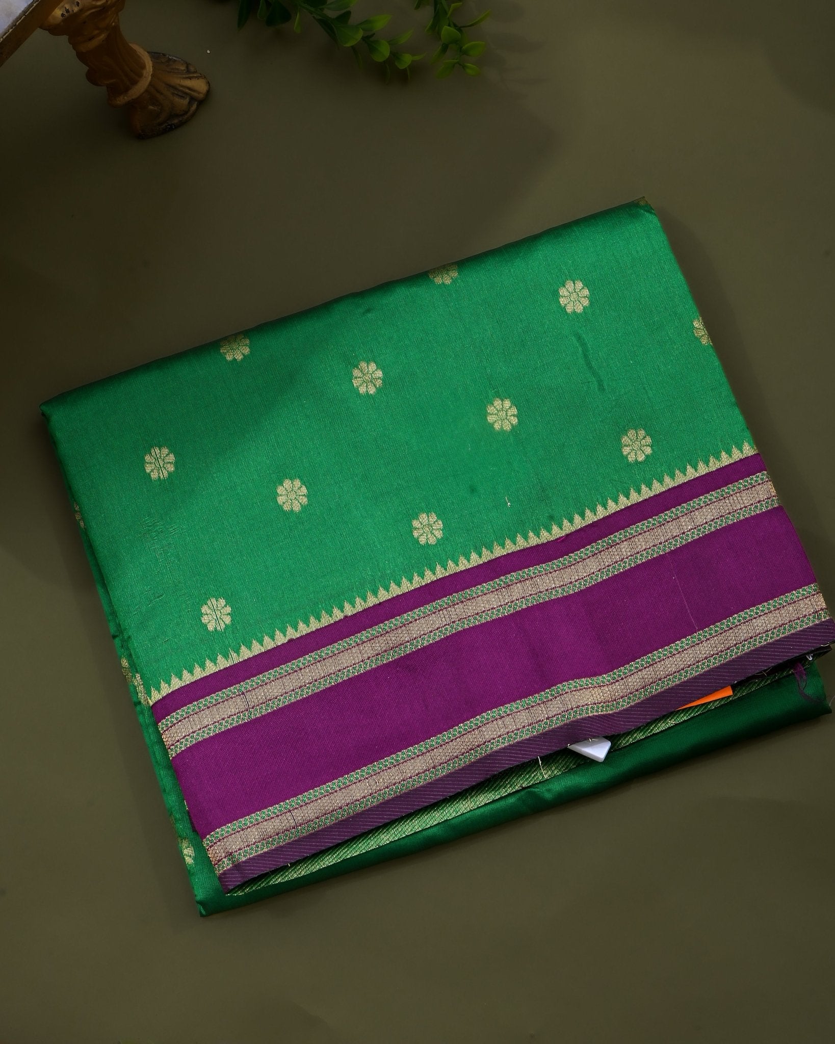 Green Silk Banarsi Saree - Shop Vastram