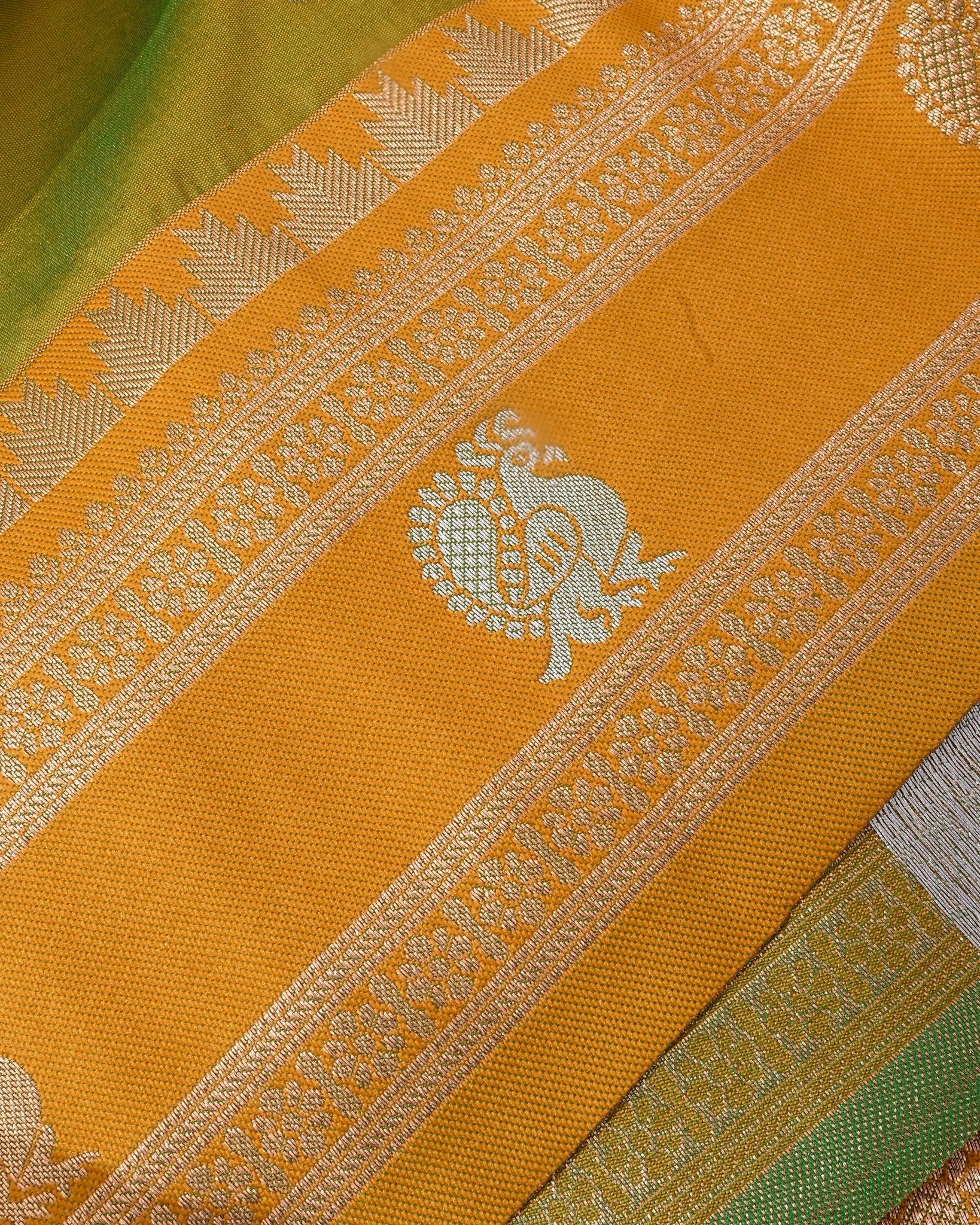Green Silk Banarsi Saree - Shop Vastram