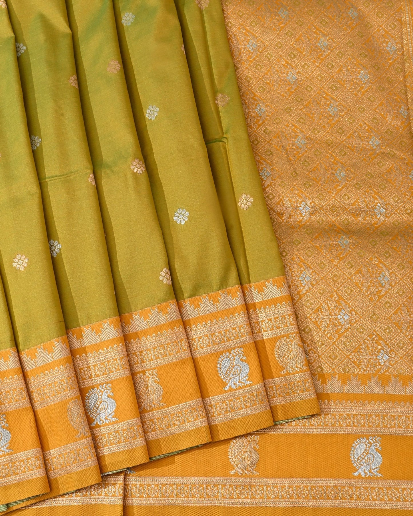 Green Silk Banarsi Saree - Shop Vastram