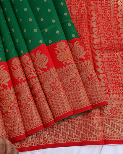 Green Silk Banarsi Saree - Shop Vastram
