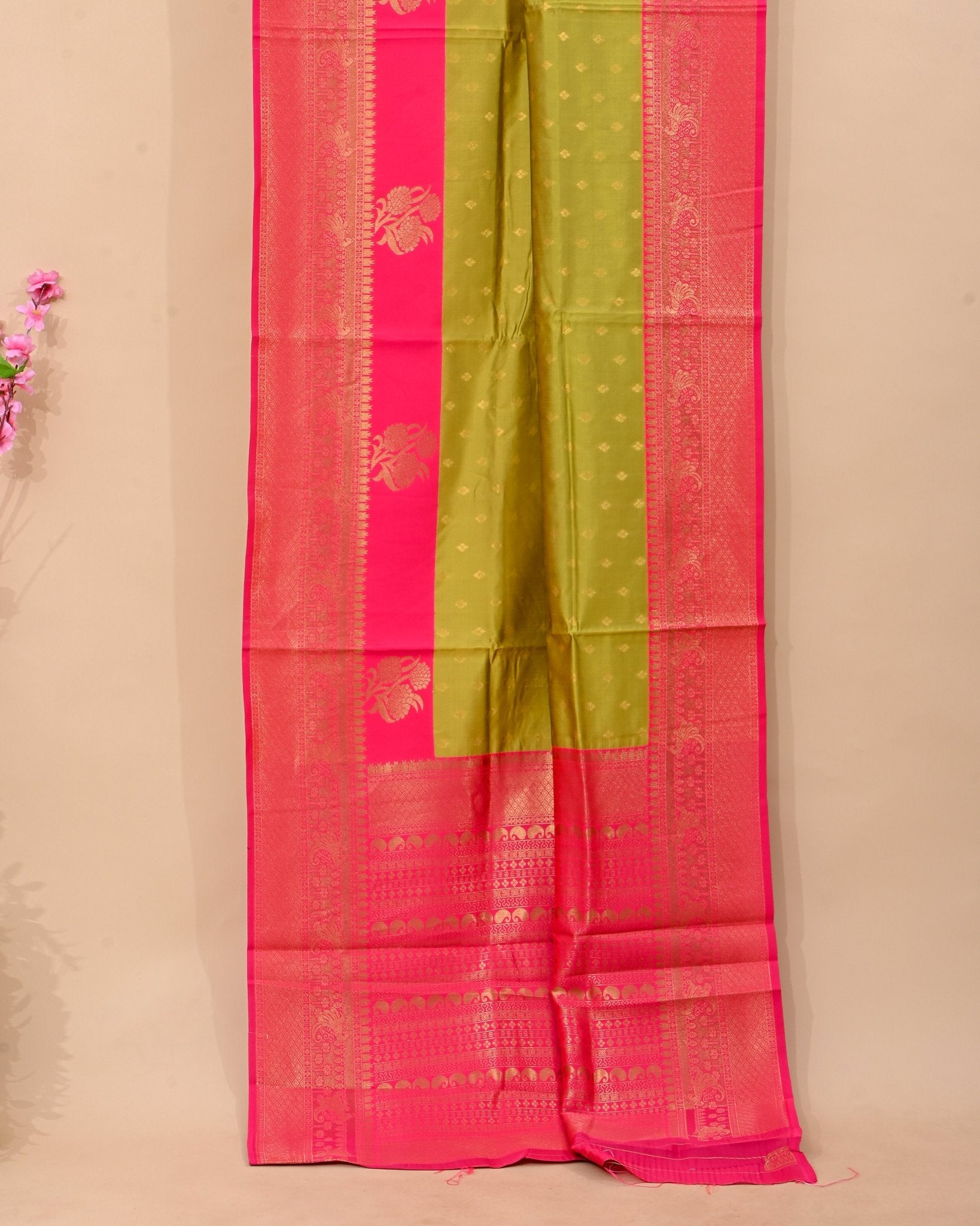 Green Silk Banarsi Saree - Shop Vastram
