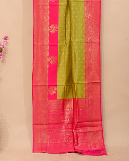 Green Silk Banarsi Saree - Shop Vastram