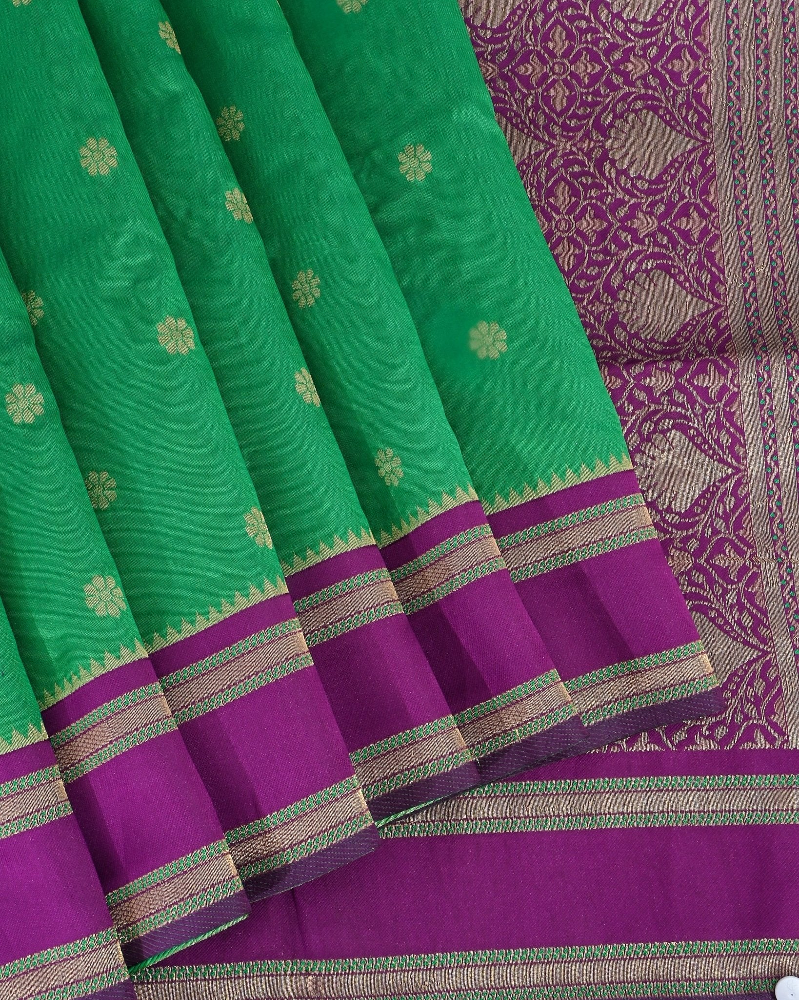 Green Silk Banarsi Saree - Shop Vastram