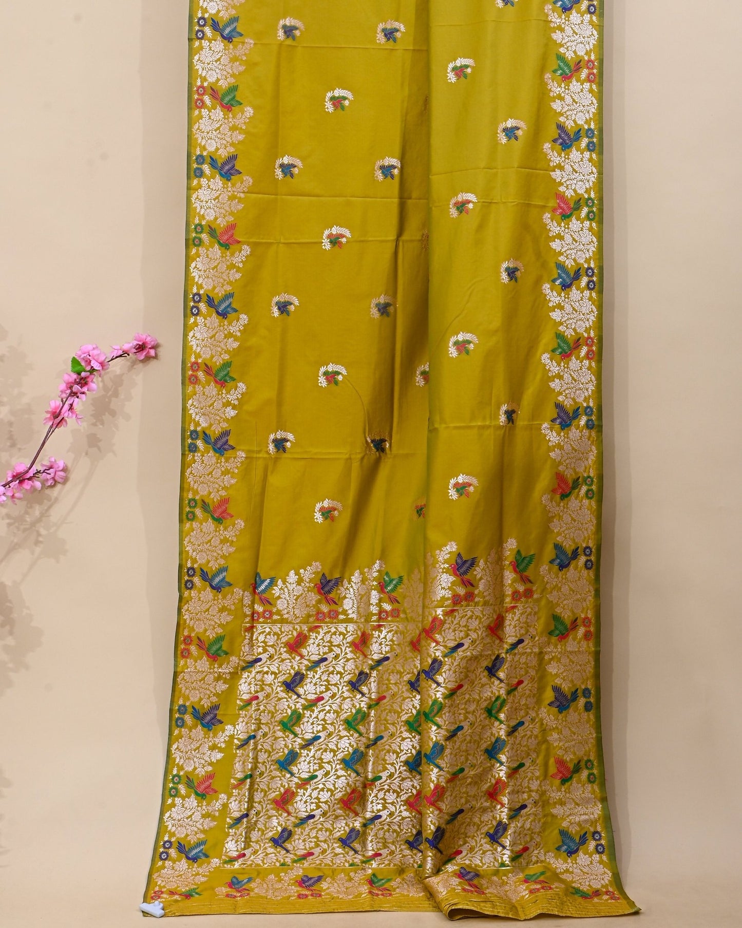 Green Silk Banarsi Saree - Shop Vastram