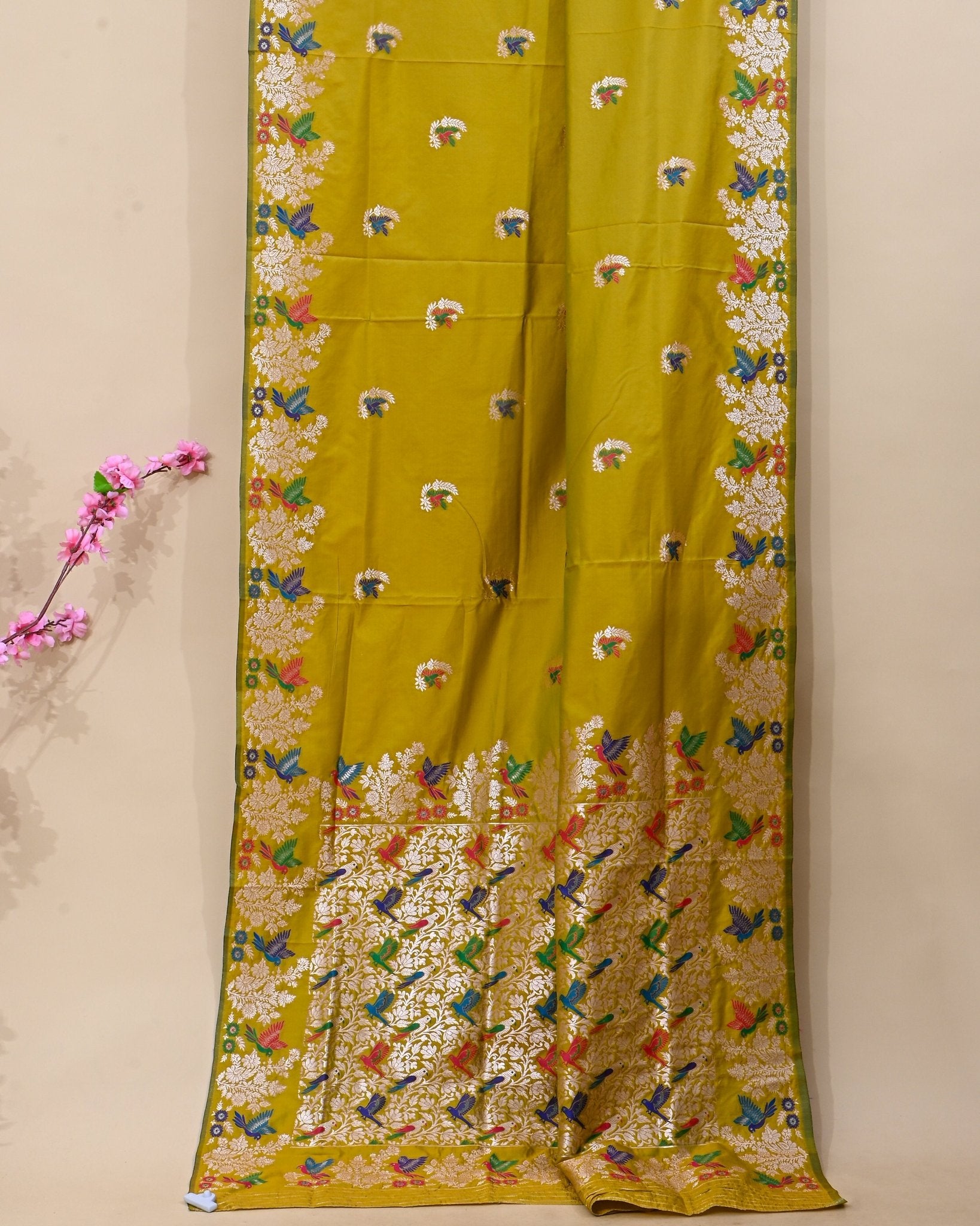 Green Silk Banarsi Saree - Shop Vastram